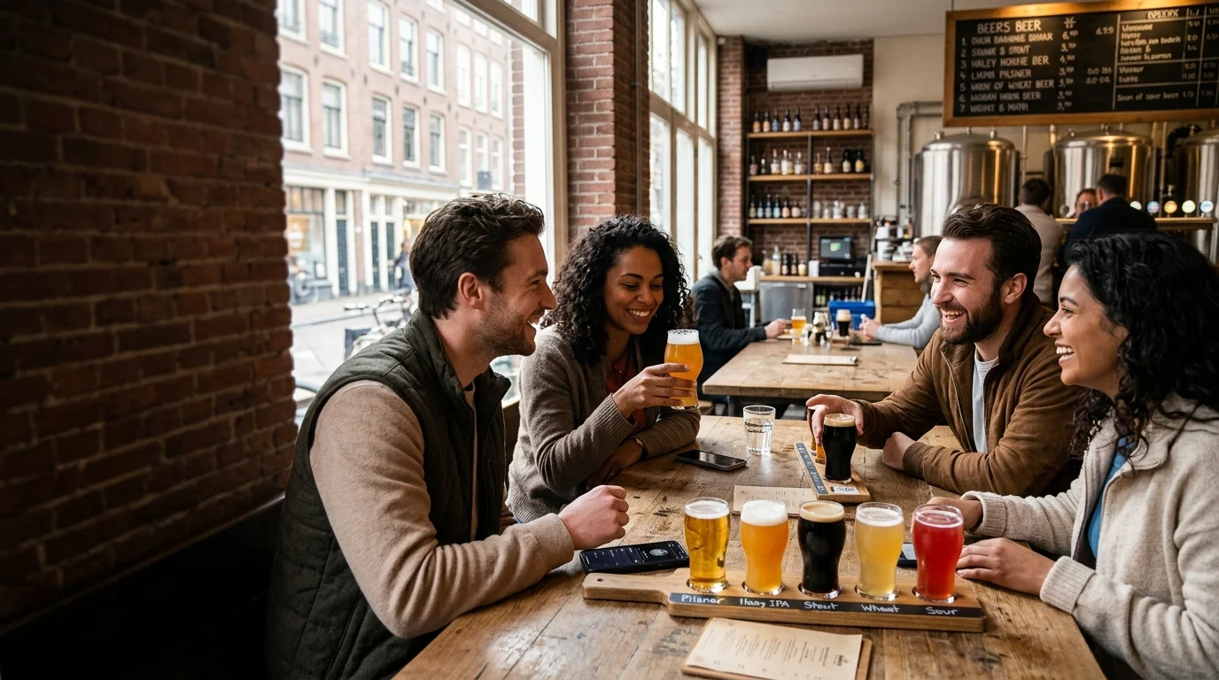 Friends tasting beer in a craft beer bar