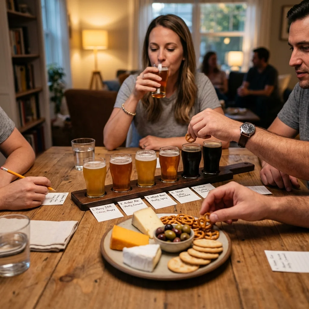 A home beer tasting flight with friends